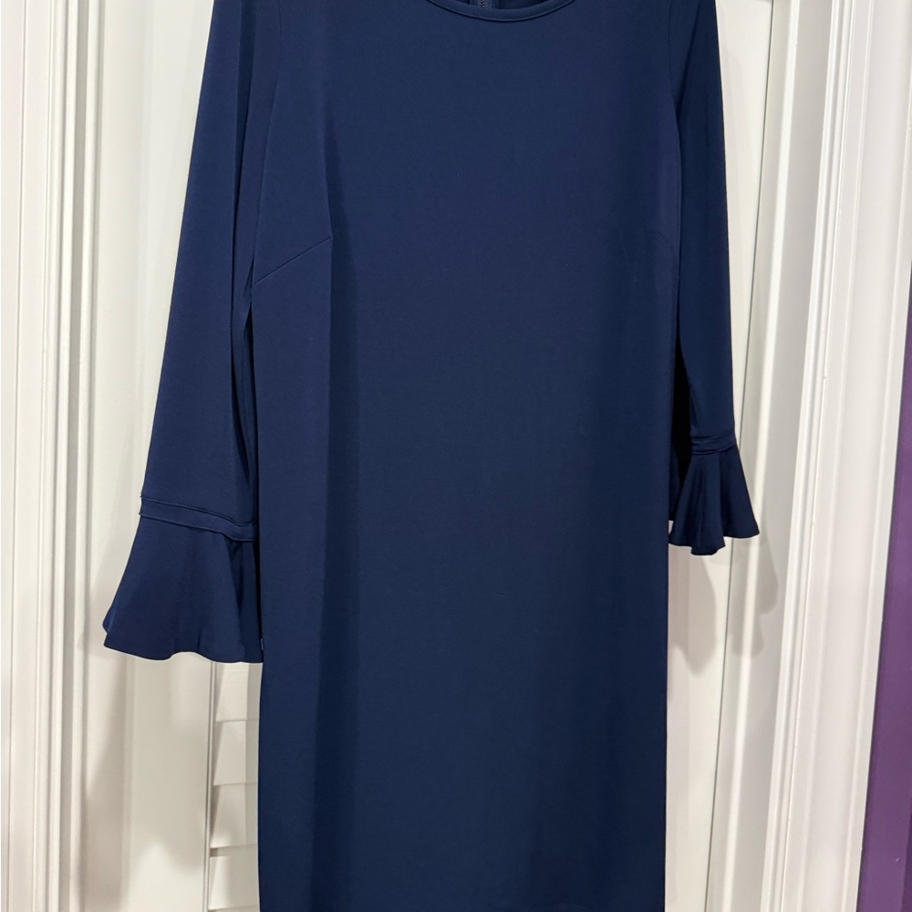 Laundry By Shelli Segal Blue Sheath Dress with Flared Sleeves size M
